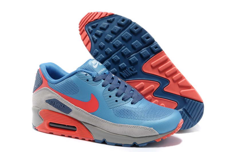 Air Max 90 Hyperfuse Fourrure Chaussures Hommes Bleu Gris Orange